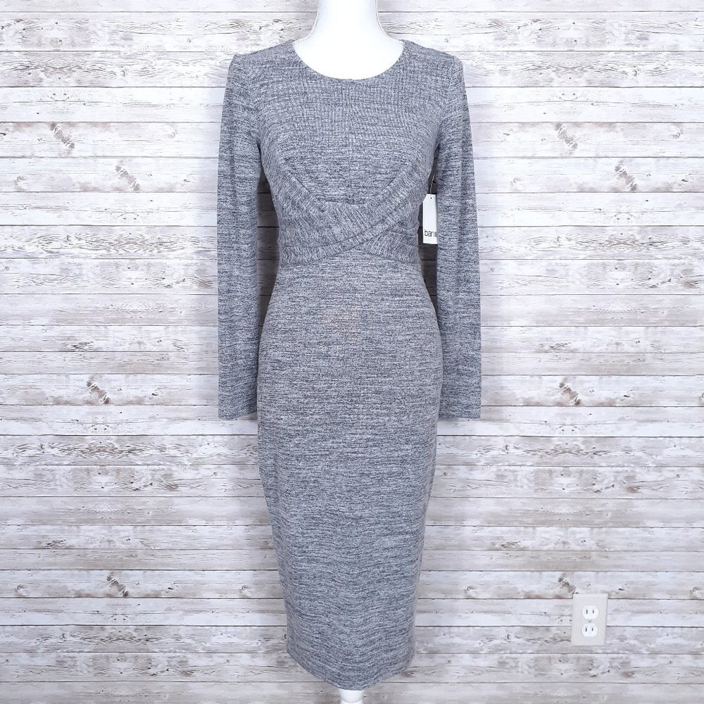 Bar III Bodycon Dress XS Cross Front Charcoal Heather 978 - Picture 1 of 6